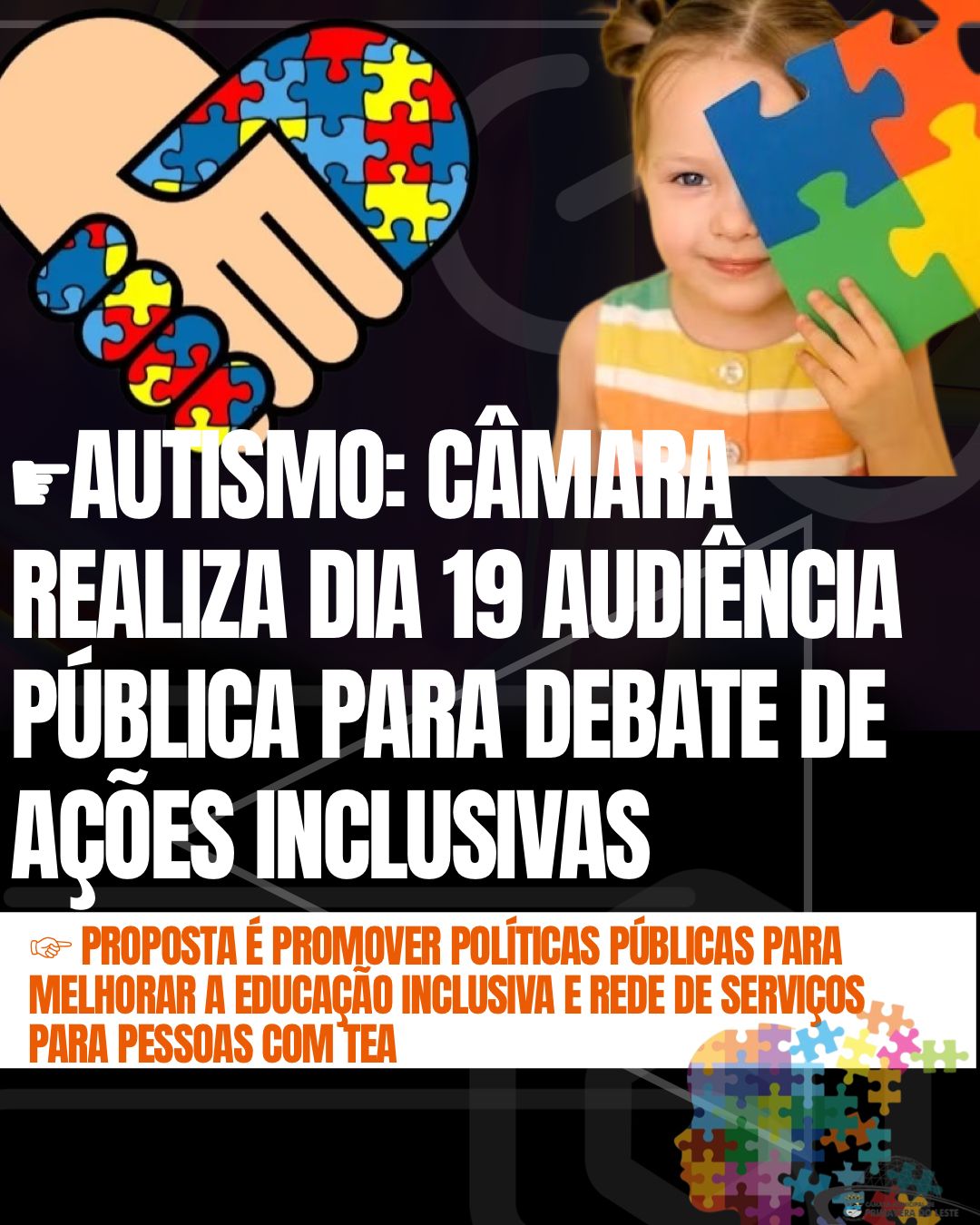 ☛AUTISMO: CÂMARA REALIZA DIA 19 AUDIÊNCIA PÚBLICA PARA DEBATE DE AÇÕES INCLUSIVAS   