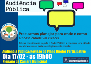 Audiência pública: Câmara irá debater Plano Diretor dia 17