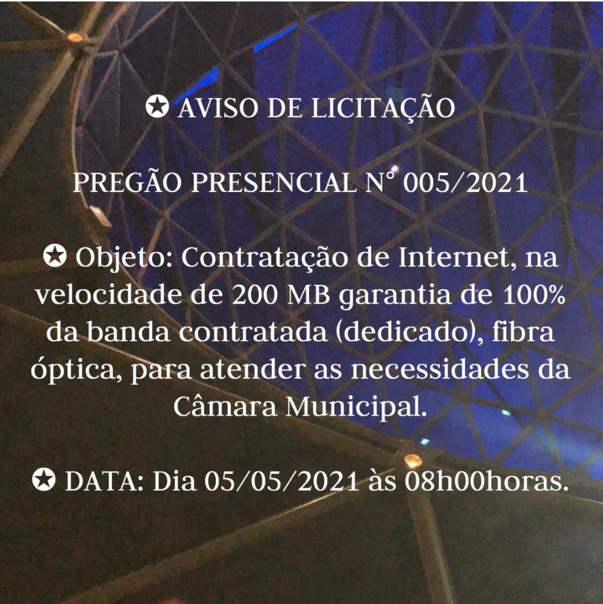 Câmara realiza pregão para contratar internet