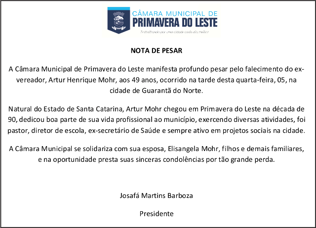 NOTA DE PESAR